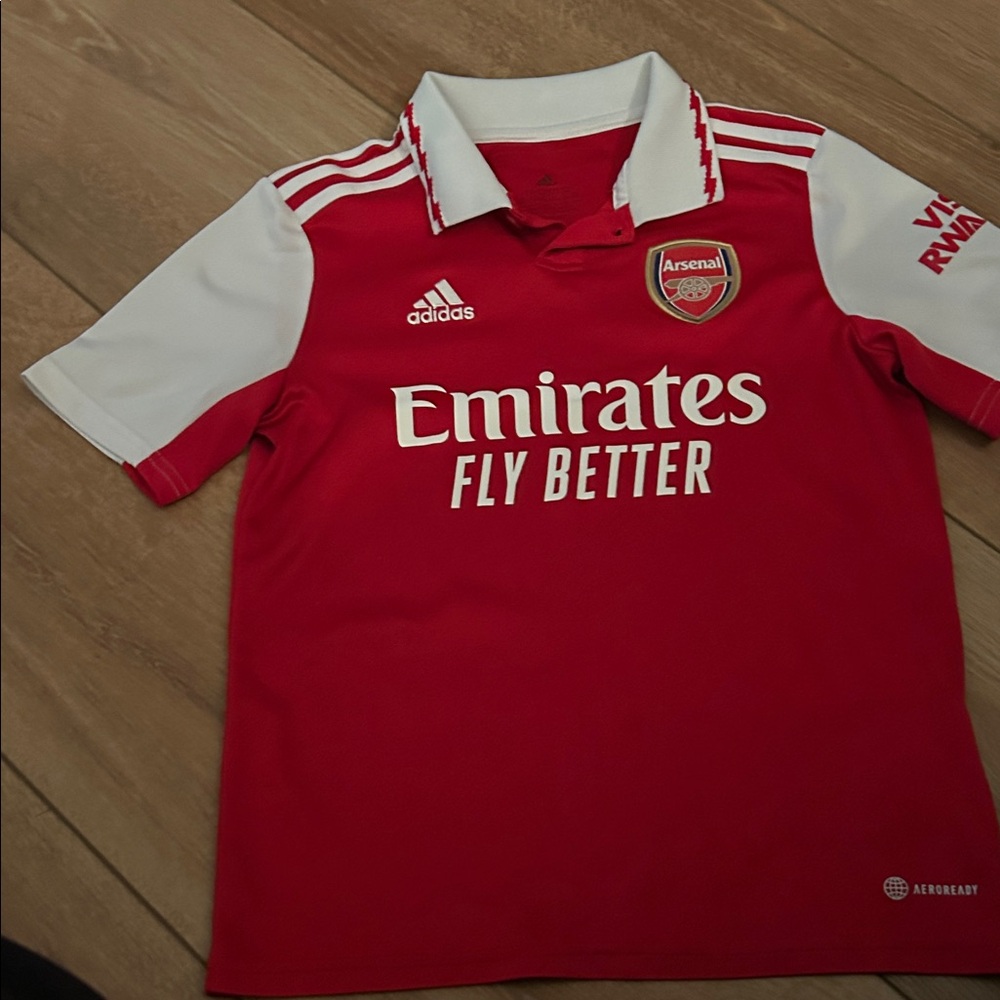 Adidas Kids Red and White Arsenal Jersey